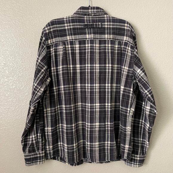 Vintage Woolrich Shirt Mens Large Black Plaid Flannel Elbow Patches Heavyweight - Picture 9 of 12
